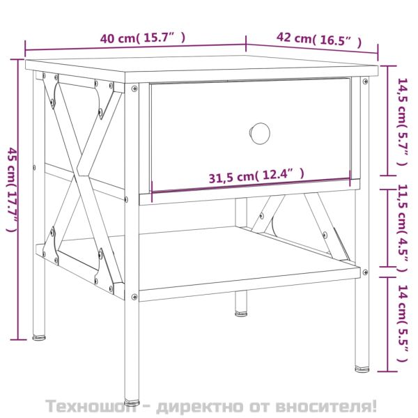 Нощни масички, 2 бр, сонома дъб, 40x42x45 см, инженерно дърво