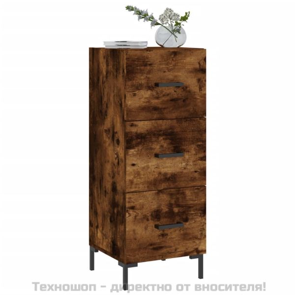 Сайдборд, опушен дъб, 34,5x34x90 см, инженерно дърво