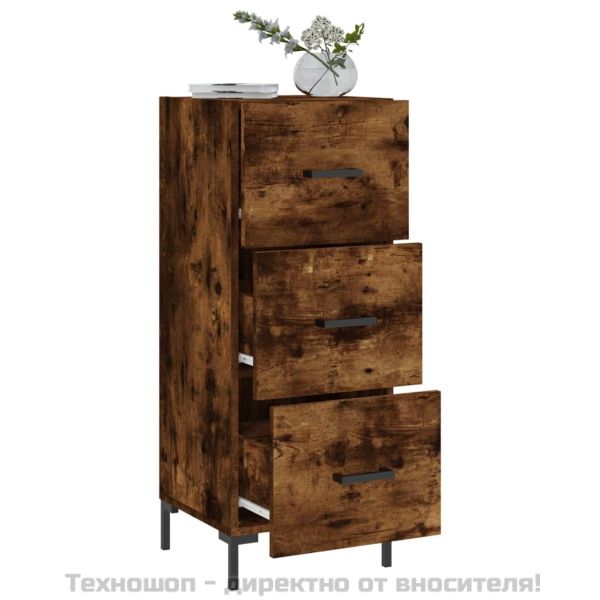 Сайдборд, опушен дъб, 34,5x34x90 см, инженерно дърво