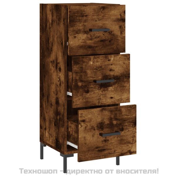 Сайдборд, опушен дъб, 34,5x34x90 см, инженерно дърво