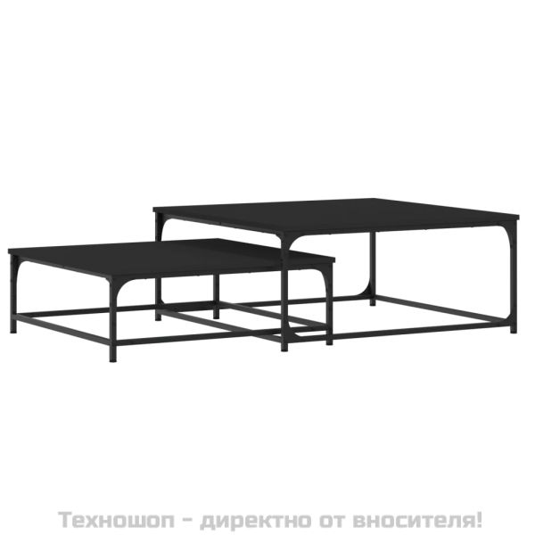 Стифиращи кафе маси, 2 бр, черни, инженерно дърво