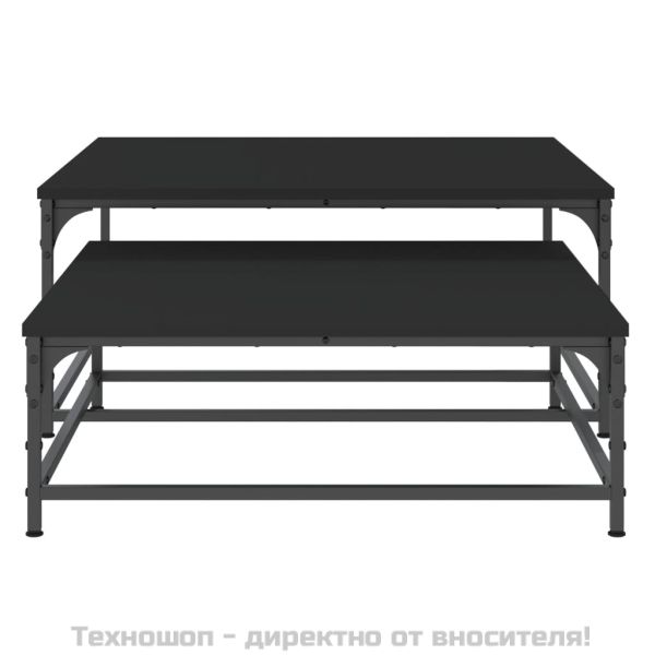 Стифиращи кафе маси, 2 бр, черни, инженерно дърво