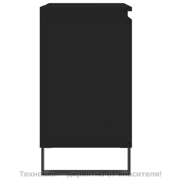 Шкаф за баня, черен, 58x33x60 см, инженерно дърво