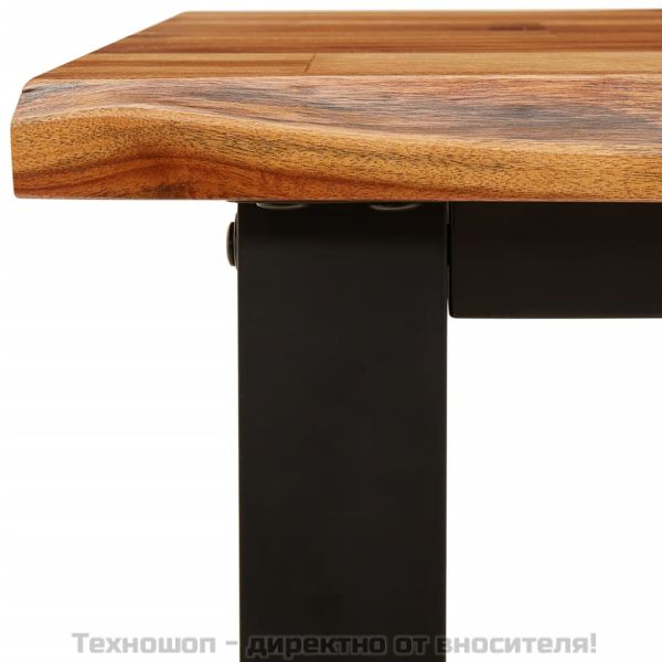 Трапезен комплект от 3 части с жив ръб акациево дърво масив