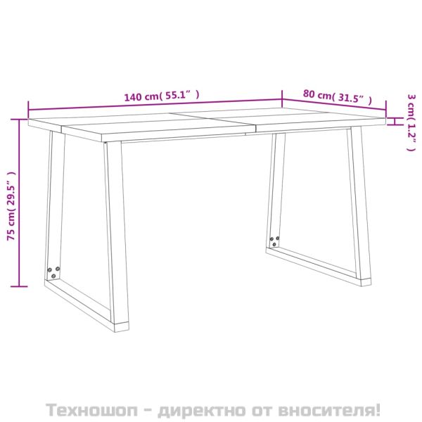 Трапезен комплект от 3 части с жив ръб акациево дърво масив