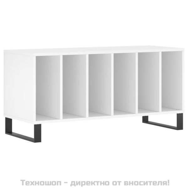 Шкаф за грамофонни плочи бял 100x38x48 см инженерно дърво