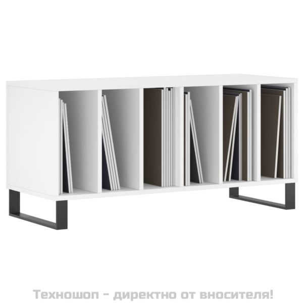 Шкаф за грамофонни плочи бял 100x38x48 см инженерно дърво