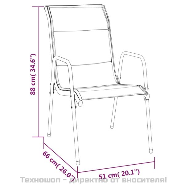 Градински трапезен комплект 7 части черен стомана и текстилен