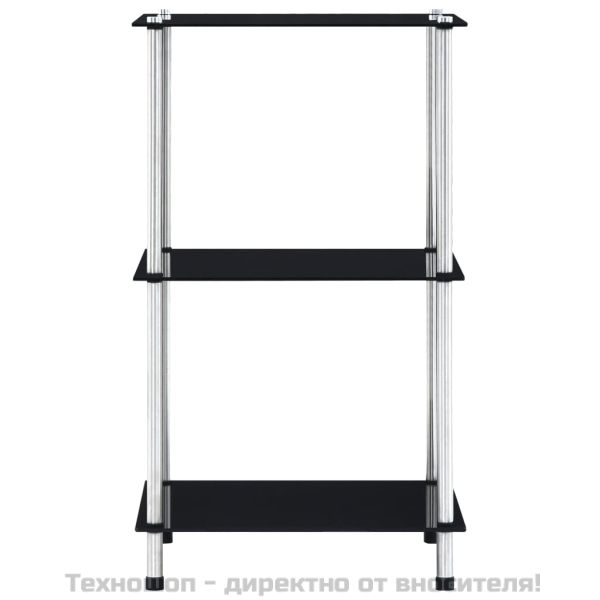 Етажерка с 3 рафта, черна, 40x40x67 см, закалено стъкло