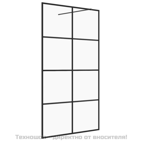 Стена за душ с прозрачно ESG стъкло, 100x195 см, черна