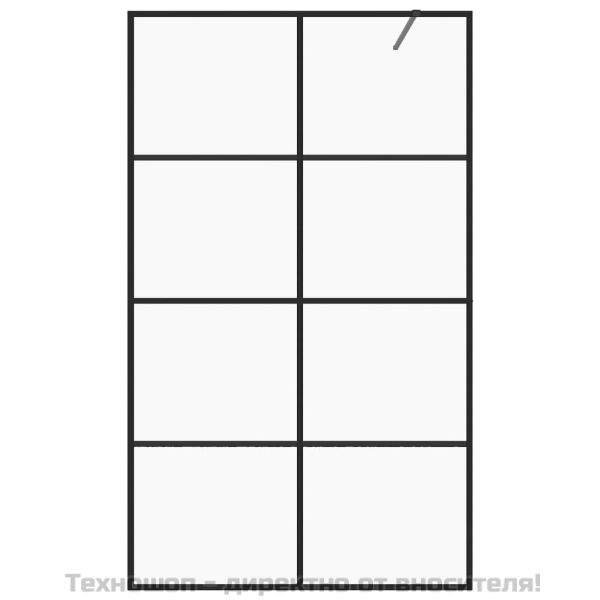 Стена за душ с прозрачно ESG стъкло, 100x195 см, черна