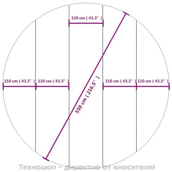 Подложка за басейни светлосива Ø550 см полиестерен геотекстил