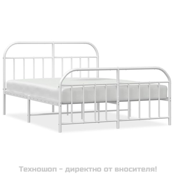 Метална рамка за легло с горна и долна табла, бяла, 140x200 см