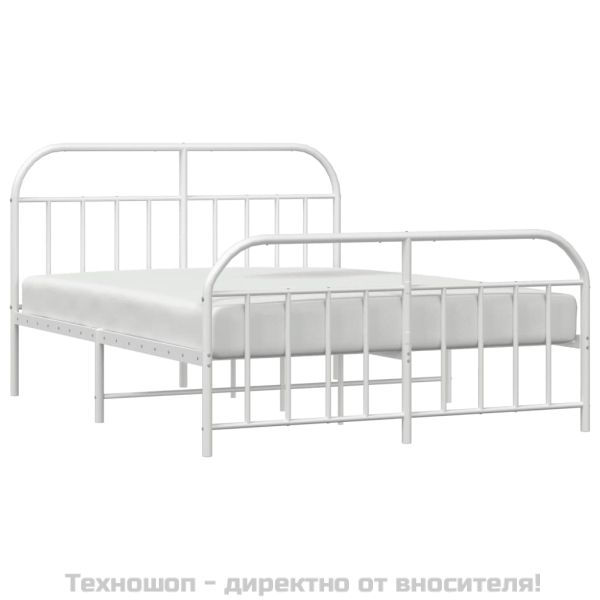 Метална рамка за легло с горна и долна табла, бяла, 140x200 см