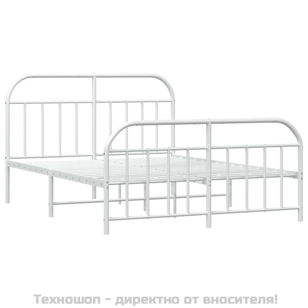 Метална рамка за легло с горна и долна табла, бяла, 140x200 см