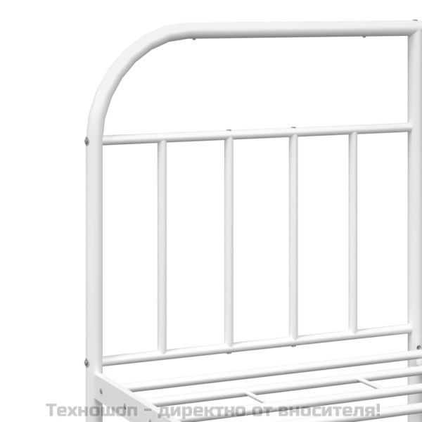 Метална рамка за легло с горна и долна табла, бяла, 140x200 см