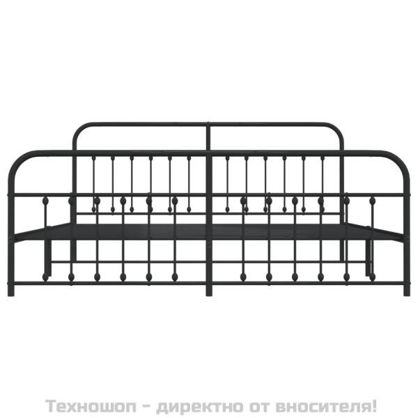 Метална рамка за легло с горна и долна табла, черна, 200x200 см