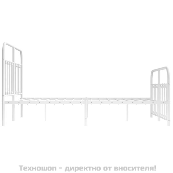 Метална рамка за легло с горна и долна табла, бяла, 140x190 см