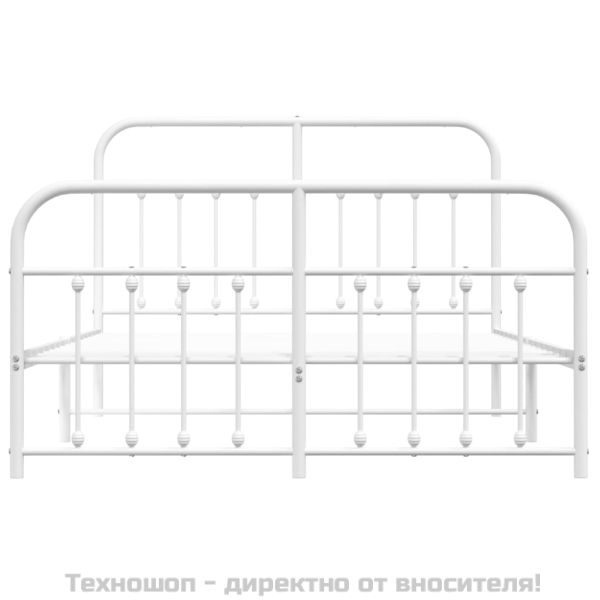 Метална рамка за легло с горна и долна табла, бяла, 140x200 см