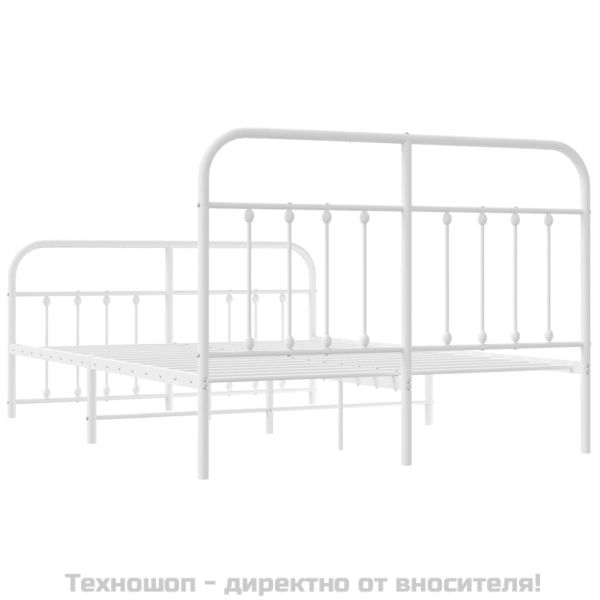 Метална рамка за легло с горна и долна табла, бяла, 140x200 см