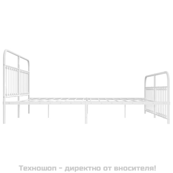 Метална рамка за легло с горна и долна табла, бяла, 200x200 см