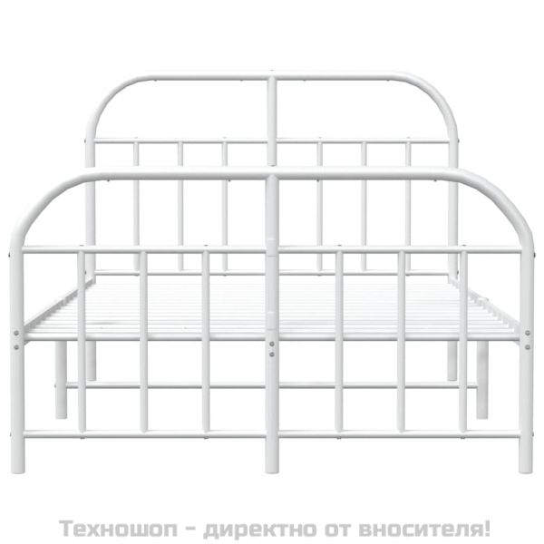 Метална рамка за легло с горна и долна табла, бяла, 120x200 см
