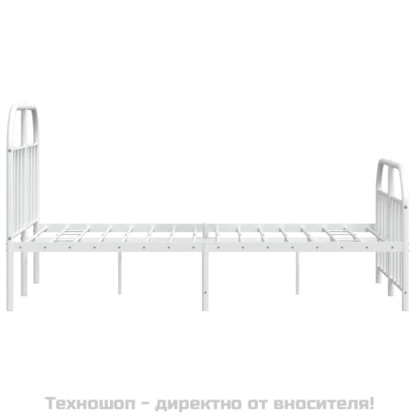 Метална рамка за легло с горна и долна табла, бяла, 120x200 см