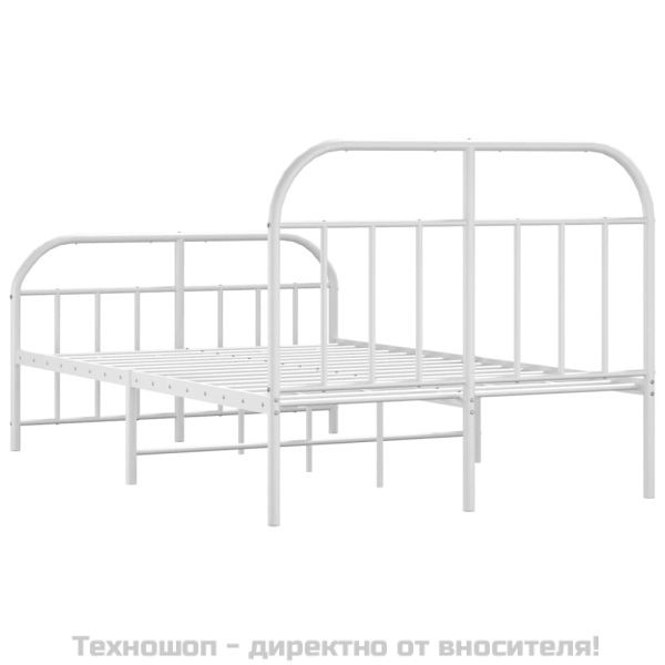 Метална рамка за легло с горна и долна табла, бяла, 120x200 см