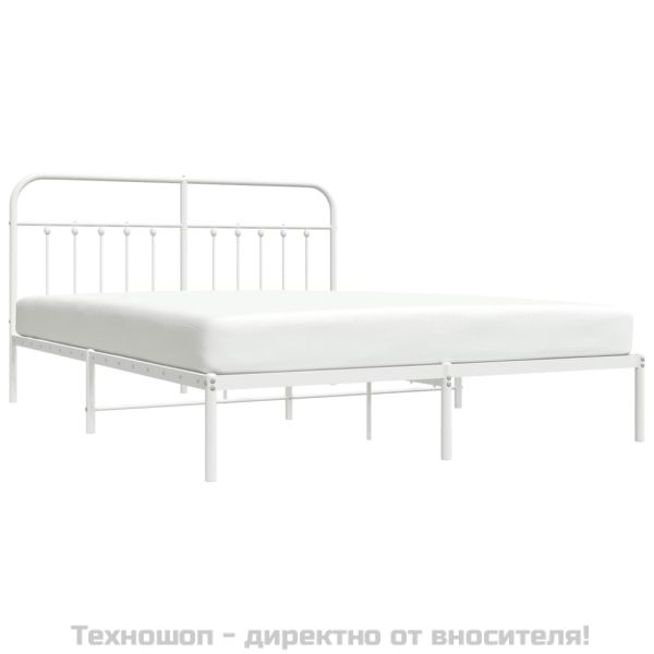 Метална рамка за легло с горна табла, черна, 183x213 см