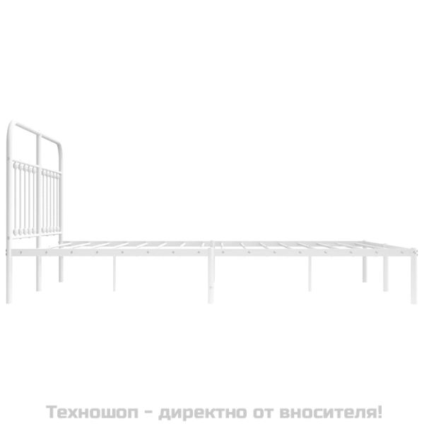 Метална рамка за легло с горна табла, черна, 183x213 см