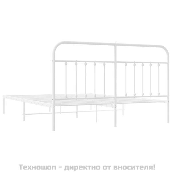 Метална рамка за легло с горна табла, черна, 183x213 см