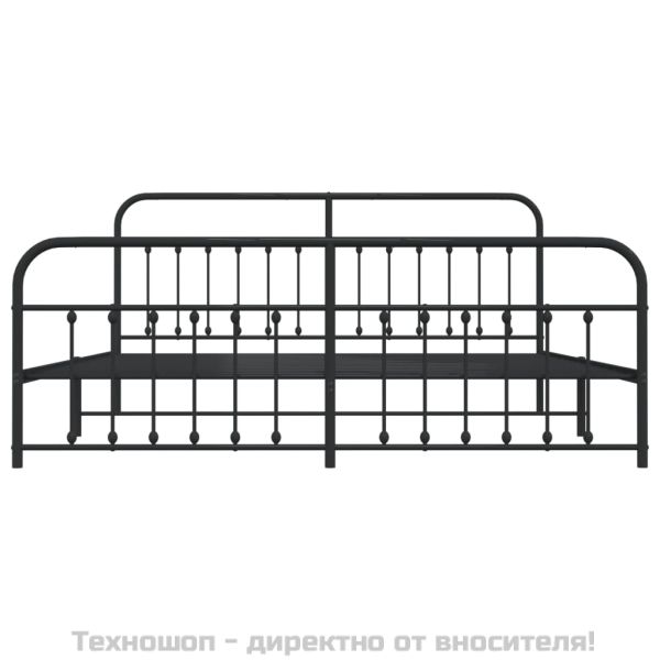Метална рамка за легло с горна и долна табла, черна, 193x203 см