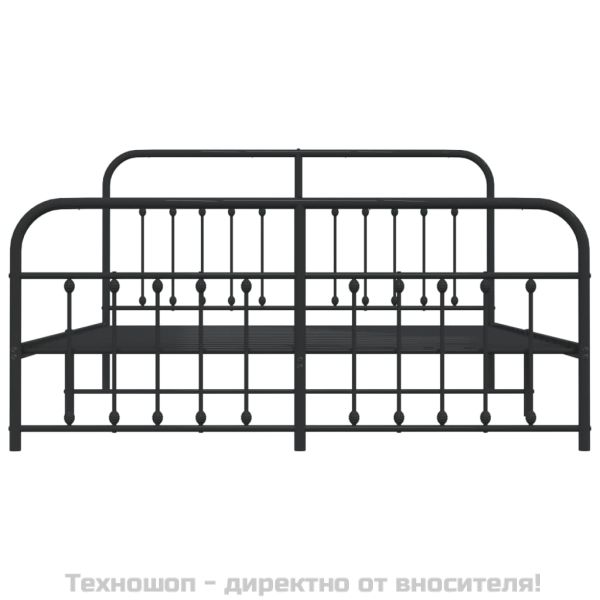 Метална рамка за легло с горна и долна табла, черна, 183x213 см
