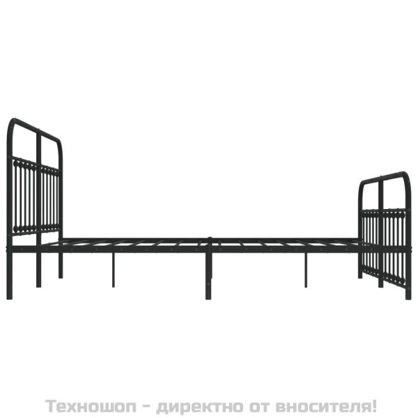 Метална рамка за легло с горна и долна табла, черна, 183x213 см