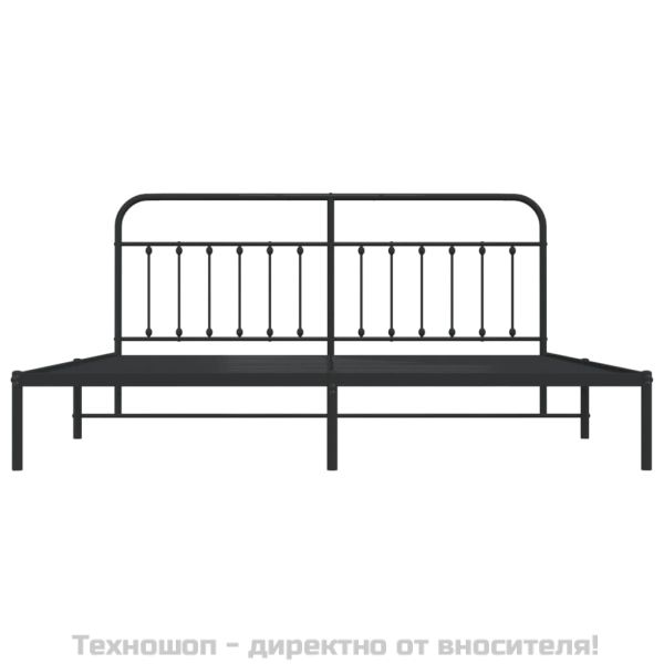 Метална рамка за легло с горна табла, черна, 193x203 см
