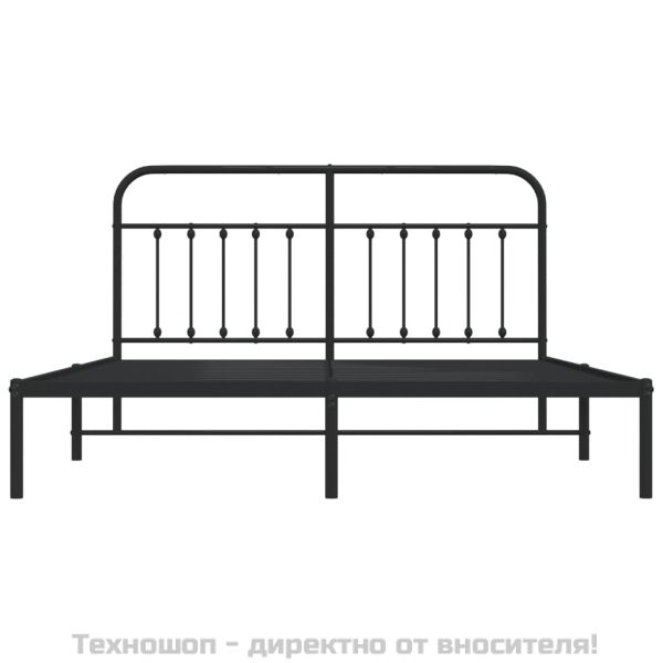 Метална рамка за легло с горна табла, черна, 183x213 см