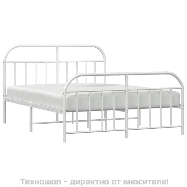 Метална рамка за легло с горна и долна табла, бяла, 180x200 см