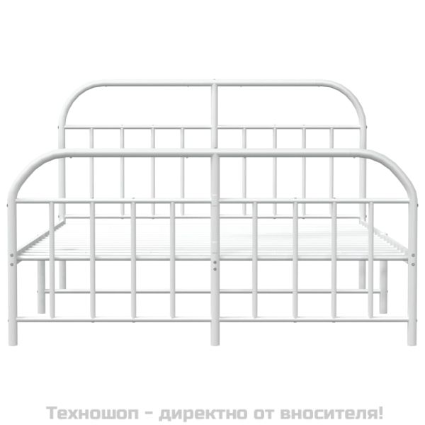 Метална рамка за легло с горна и долна табла, бяла, 180x200 см