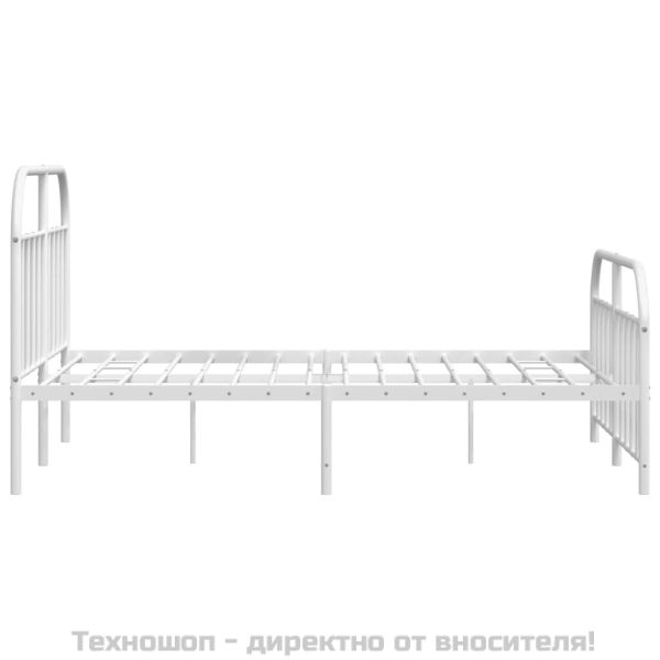 Метална рамка за легло с горна и долна табла, бяла, 180x200 см
