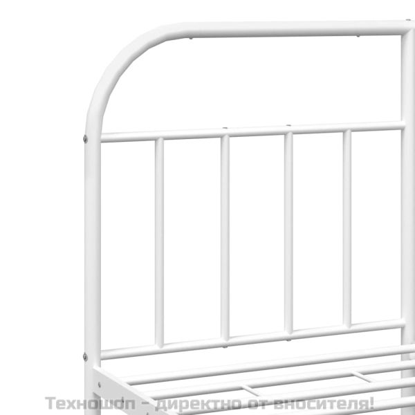 Метална рамка за легло с горна и долна табла, бяла, 180x200 см