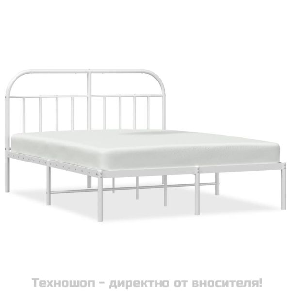 Метална рамка за легло с горна табла, черна, 183x213 см