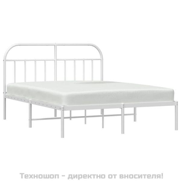 Метална рамка за легло с горна табла, черна, 183x213 см