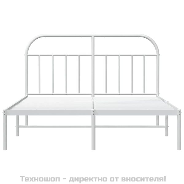 Метална рамка за легло с горна табла, черна, 183x213 см