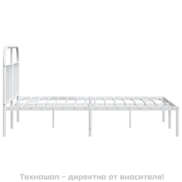 Метална рамка за легло с горна табла, черна, 183x213 см