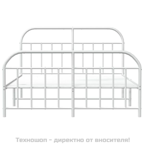 Метална рамка за легло с горна и долна табла, бяла, 183x213 см