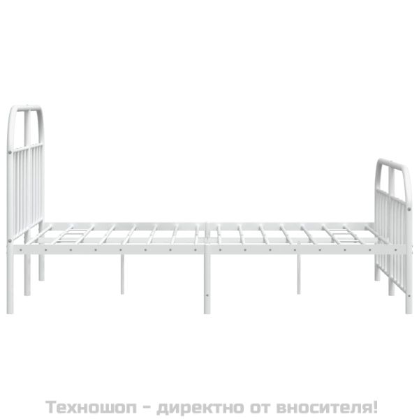 Метална рамка за легло с горна и долна табла, бяла, 183x213 см