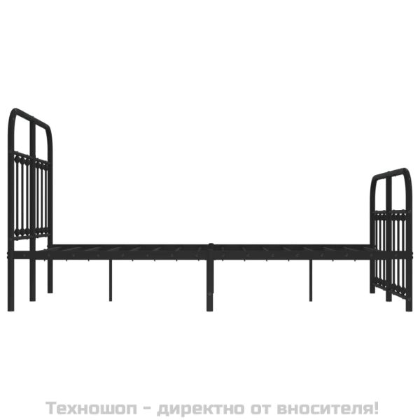 Метална рамка за легло с горна и долна табла, черна, 120x200 см