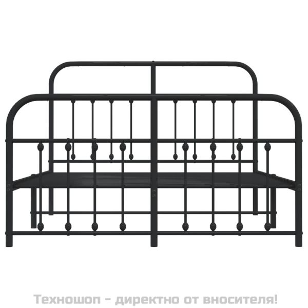 Метална рамка за легло с горна и долна табла, черна, 140x200 см