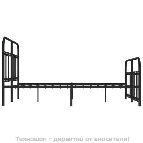 Метална рамка за легло с горна и долна табла, черна, 140x200 см