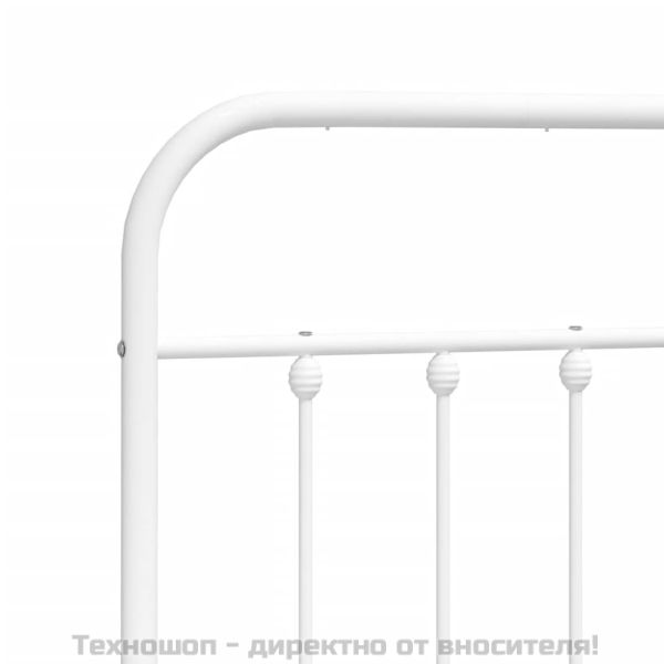 Метална рамка за легло с горна табла, бяла, 120x200 см
